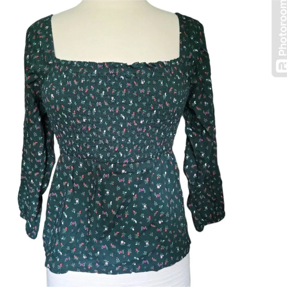 OLD NAVY Green Floral Blouse